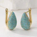 BOUCLES D'OREILLES CRÉOLES PAVÉ TURQUOISE LARME