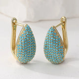 BOUCLES D'OREILLES CRÉOLES PAVÉ TURQUOISE LARME