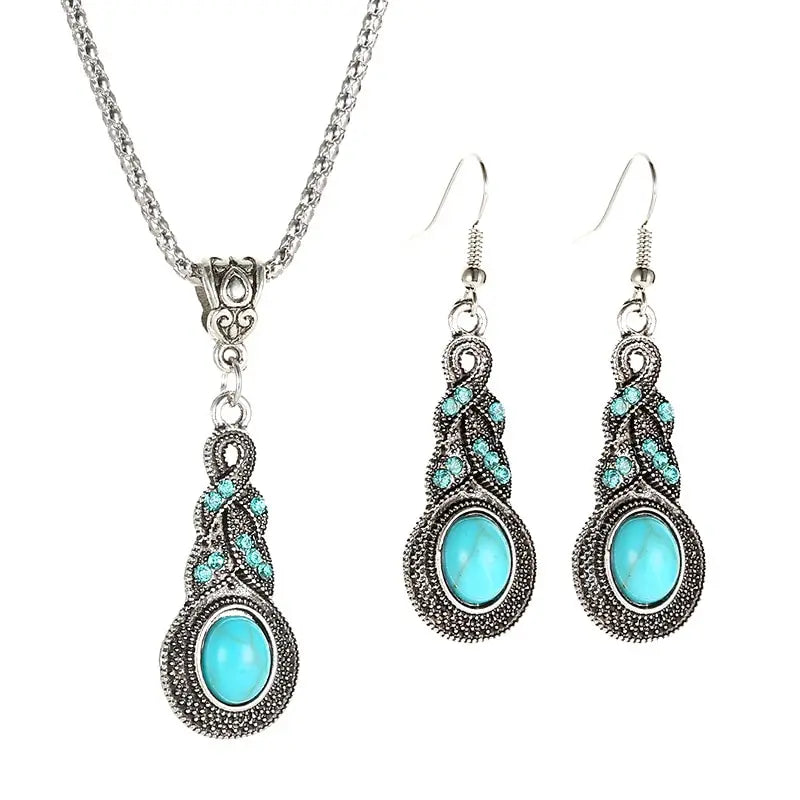 CONJUNTO VINTAGE TURQUESA PIERRES JOYAS