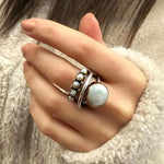 CONJUNTO PLATA PERLA À EMPILER ANILLO