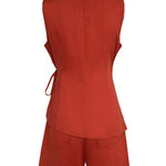 Linen Sleeveless V-neck Top and Loose Shorts Set