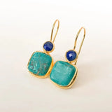 PENDIENTES VINTAGE ORO ORNÉ TURQUESA