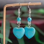 PENDIENTES ANTIQUE TURQUESA CORAZÓN GOTA