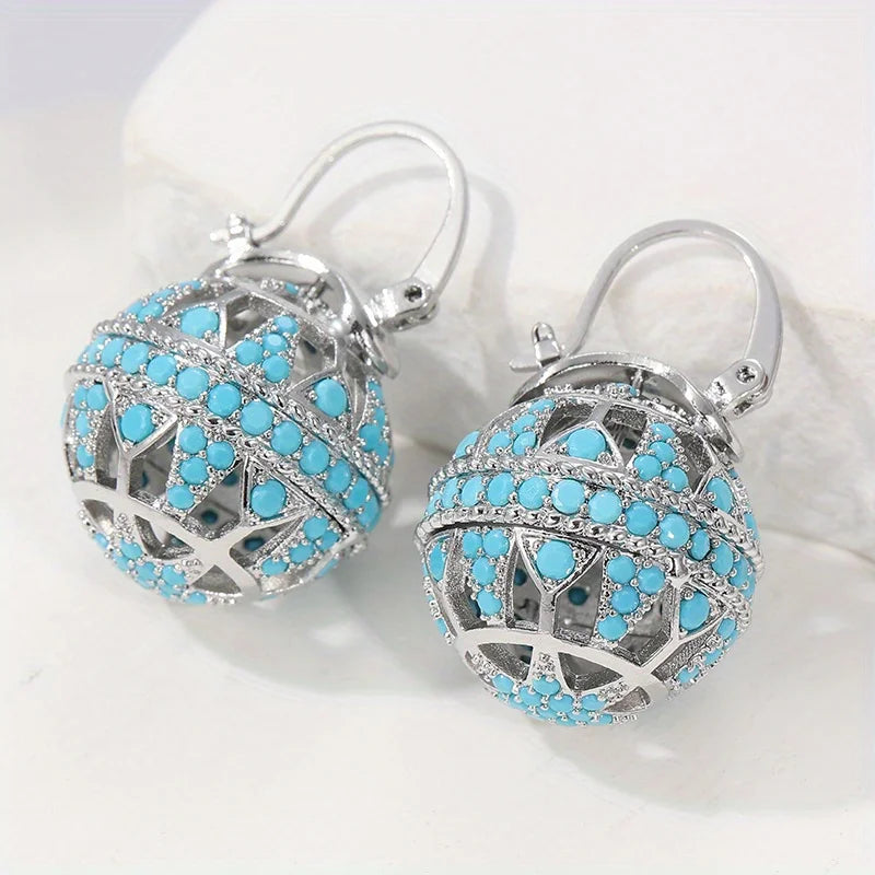 BOUCLES D'OREILLES PENDANTES FILIGRANE TURQUOISE PENDANTE