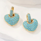 BOUCLES D'OREILLES PAVÉ TURQUOISE CŒUR