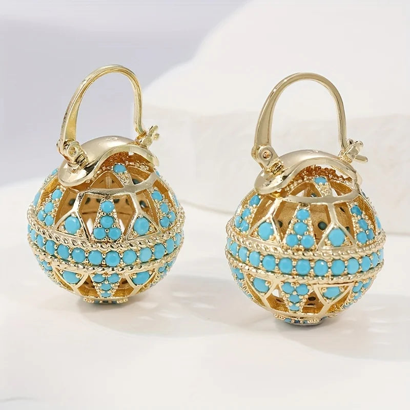 BOUCLES D'OREILLES PENDANTES FILIGRANE TURQUOISE PENDANTE