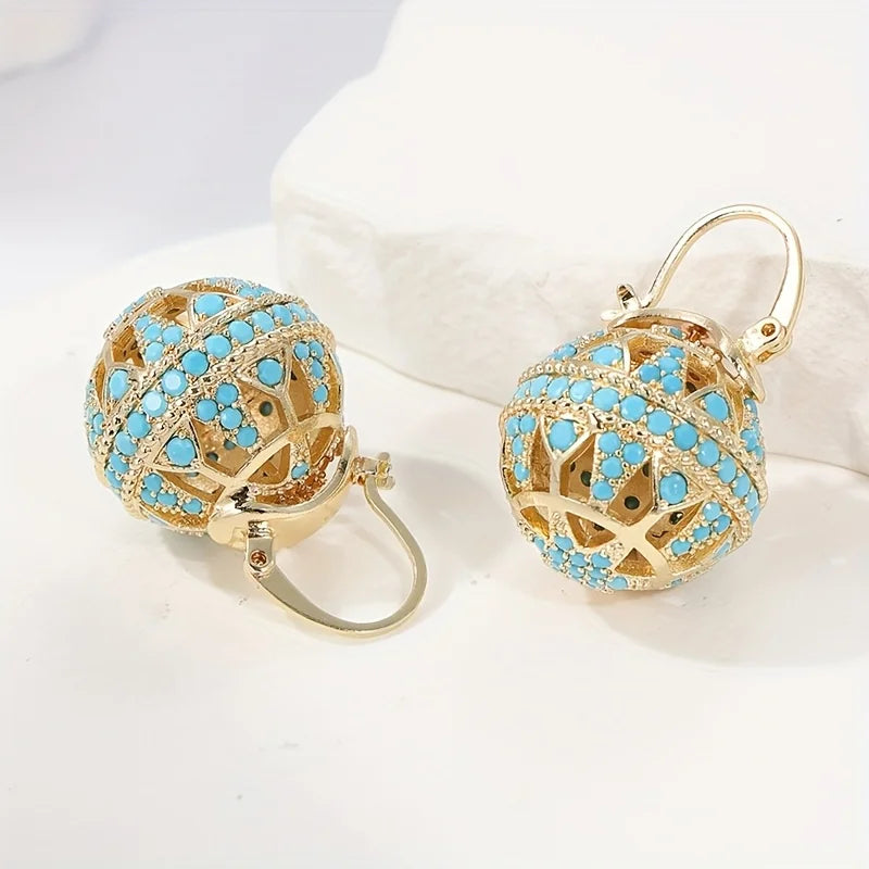 BOUCLES D'OREILLES PENDANTES FILIGRANE TURQUOISE PENDANTE
