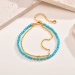 PULSERA INTEMPOREL ORO DOUBLE CADENA TURQUESA
