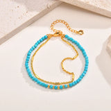 PULSERA INTEMPOREL ORO DOUBLE CADENA TURQUESA