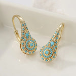 BOUCLES D'OREILLES PENDANTES MOSAÏQUE TURQUOISE LARME