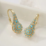 BOUCLES D'OREILLES PENDANTES MOSAÏQUE TURQUOISE LARME