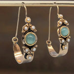 PENDIENTES VINTAGE MENTHE CABOCHON PERLA ARO