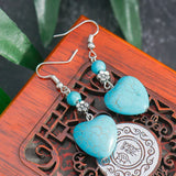 PENDIENTES ANTIQUE TURQUESA CORAZÓN GOTA