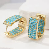 BOUCLES D'OREILLES ANNEAU PAVÉ TURQUOISE
