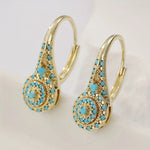 BOUCLES D'OREILLES PENDANTES MOSAÏQUE TURQUOISE LARME