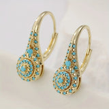 BOUCLES D'OREILLES PENDANTES MOSAÏQUE TURQUOISE LARME