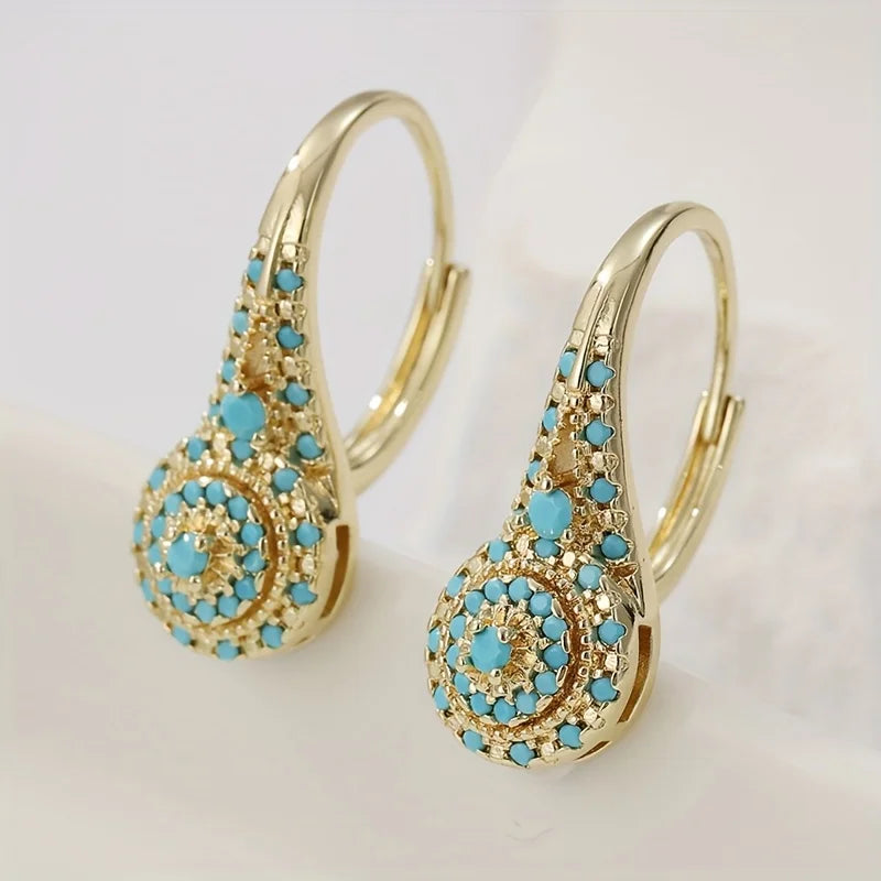 BOUCLES D'OREILLES PENDANTES MOSAÏQUE TURQUOISE LARME