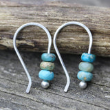 PENDIENTES MINIMALISTA BOHEMIO STYLE TURQUESA PERLA CROCHET