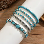 CONJUNTO BOHEMIO TURQUESA PERLÉ PULSERA