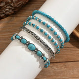 CONJUNTO BOHEMIO TURQUESA PERLÉ PULSERA