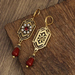 PENDIENTES ART DECO ORO GRANATE & PERLA GOTA