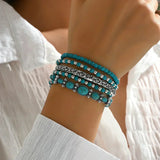 CONJUNTO BOHEMIO TURQUESA PERLÉ PULSERA