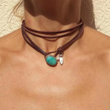 COLLAR VINTAGE BOHEMIO TURQUESA COLGANTE