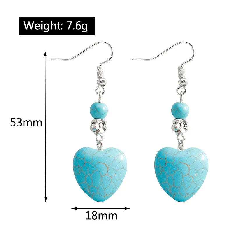 PENDIENTES ANTIQUE TURQUESA CORAZÓN GOTA