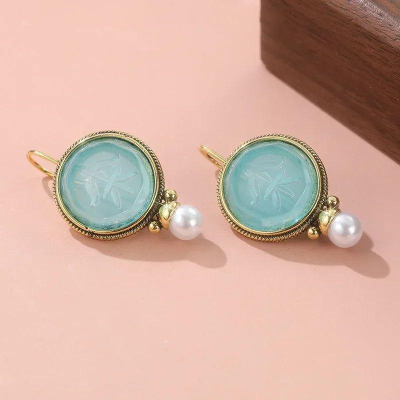 PENDIENTES AQUA SCULPTÉ GEMME & PERLA GOTA