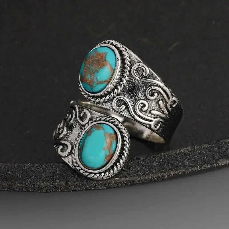 ANILLO ELEGANTE VINTAGE TURQUESA CRUZ SORTIJA