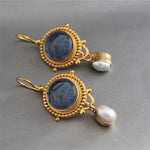 PENDIENTES AZUL SCULPTÉ GEMME & PERLA GOTA