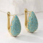 BOUCLES D'OREILLES CRÉOLES PAVÉ TURQUOISE LARME