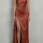 Scarlette – Liquid satin drape – One-shoulder evening gown