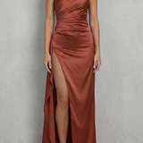 Scarlette – Liquid satin drape – One-shoulder evening gown