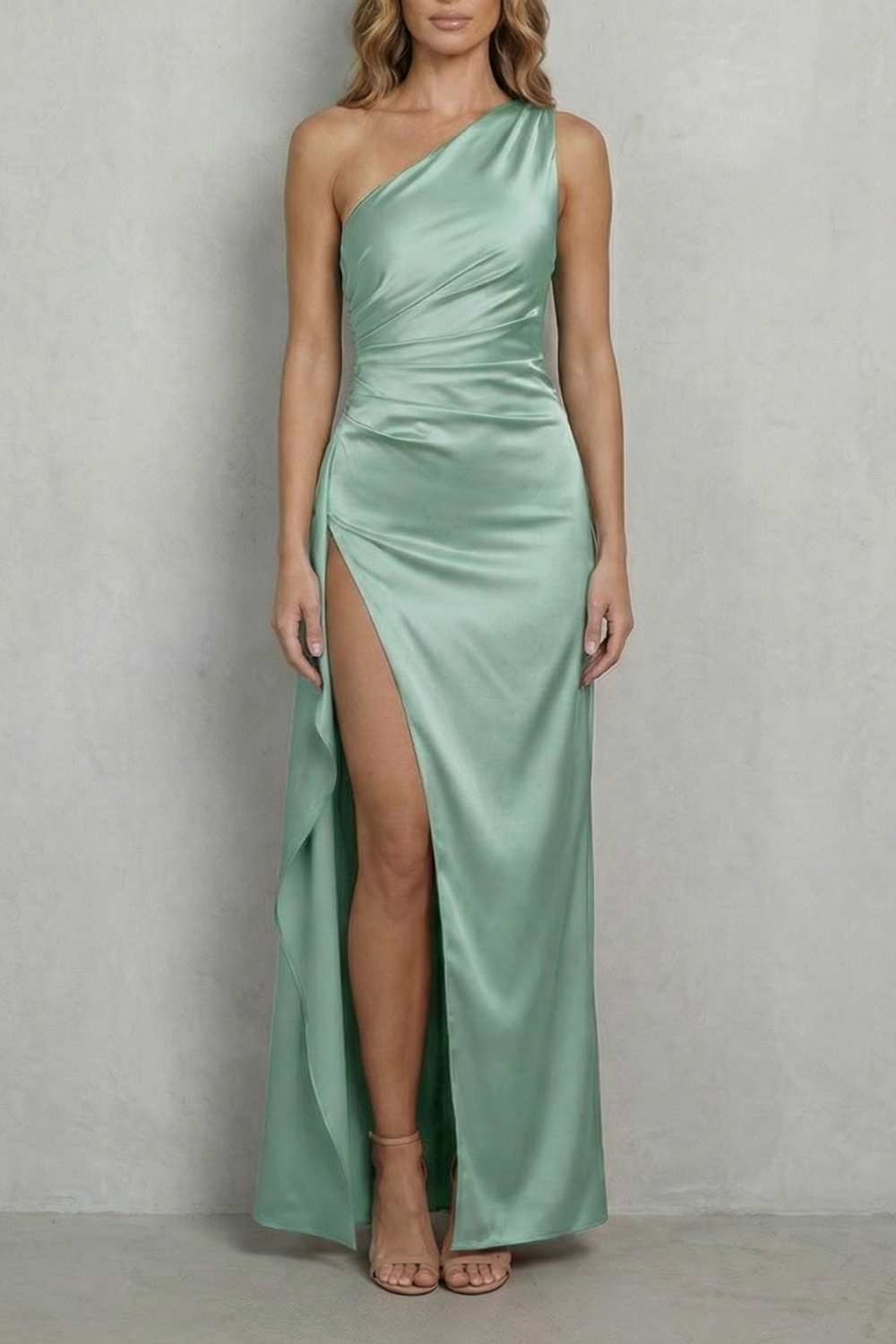 Scarlette – Liquid satin drape – One-shoulder evening gown
