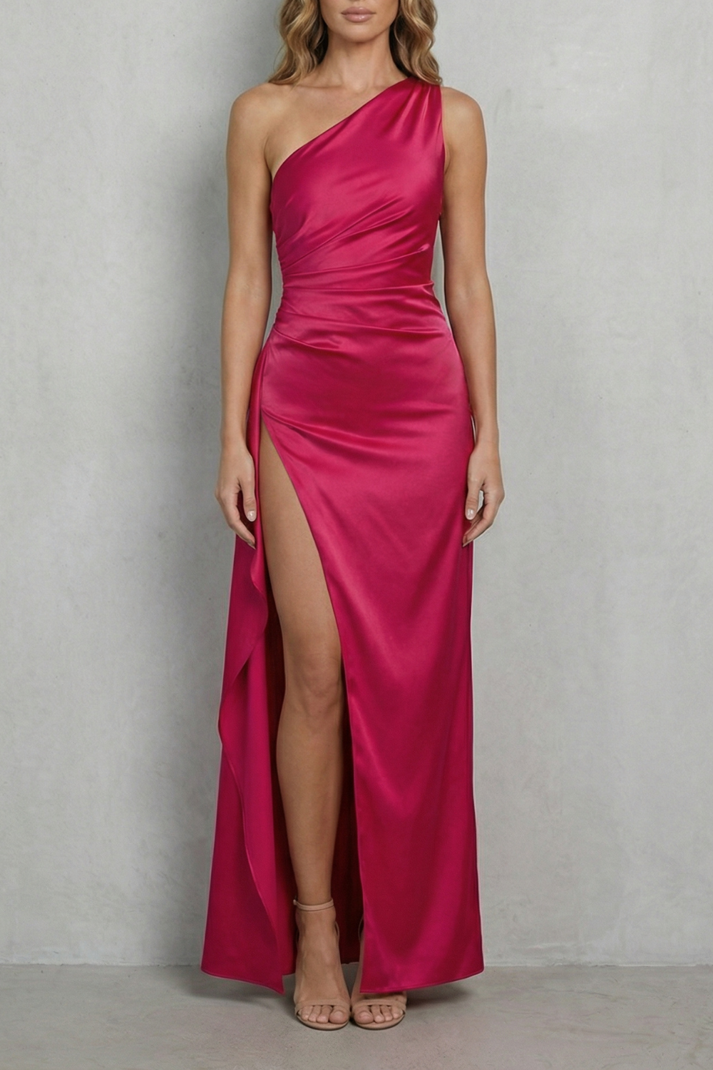 Scarlette – Liquid satin drape – One-shoulder evening gown
