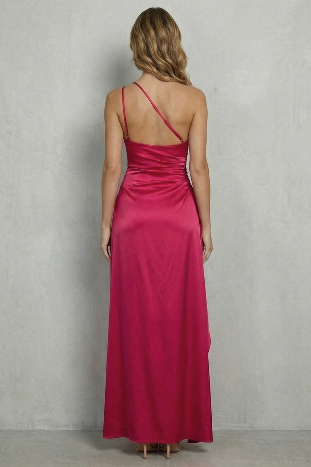 Scarlette – Liquid satin drape – One-shoulder evening gown