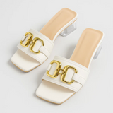 SALONES CON TACÓN BAJO TRANSPARENTE