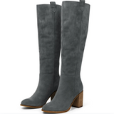 BOTAS DE ANTE SINTÉTICO CON TACÓN BLOQUE