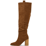 BOTAS DE ANTE SINTÉTICO CON TACÓN BLOQUE