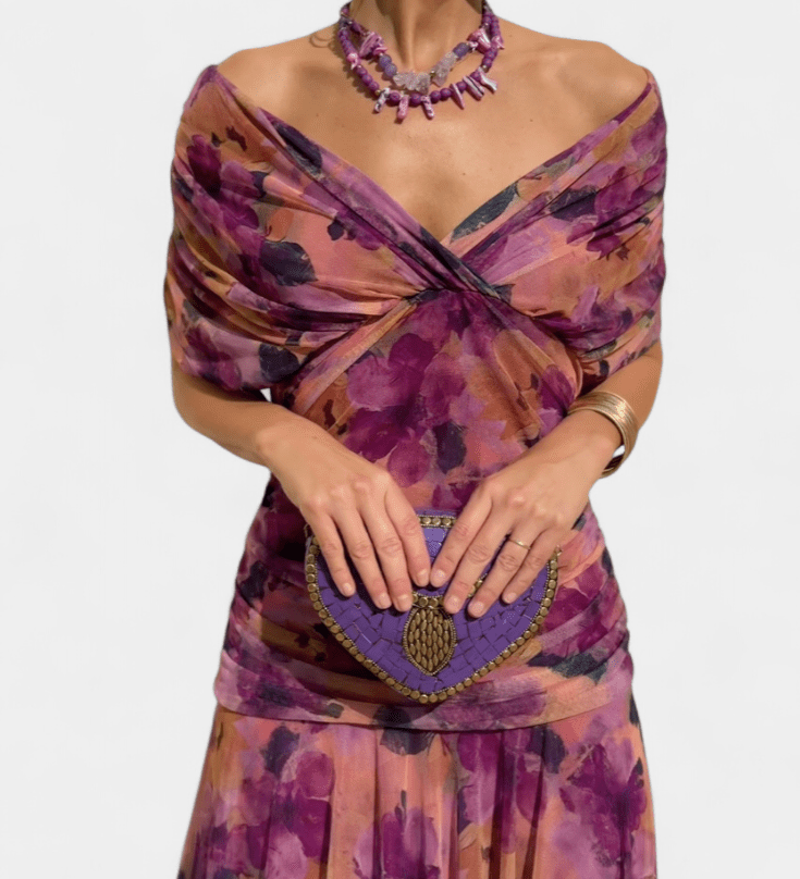 VESTIDO LARGO FLORAL CON ESCOTE EN V - VALERINA MARBELLA