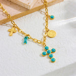 COLLAR EXCLUSIF INOXYDABLE ACIER TURQUESA CRUZ