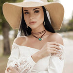 COLLAR VINTAGE BOHEMIO TURQUESA COLGANTE