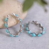 PENDIENTES BOHEMIO VINTAGE TURQUESA EN FORME DE U ARO