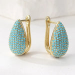 BOUCLES D'OREILLES CRÉOLES PAVÉ TURQUOISE LARME