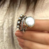 CONJUNTO PLATA PERLA À EMPILER ANILLO