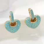 BOUCLES D'OREILLES PAVÉ TURQUOISE CŒUR