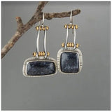 PENDIENTES ARTISANAL TURQUESA PLATA GOTA