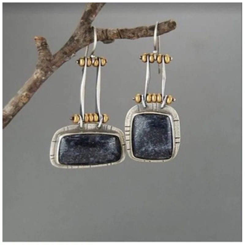 PENDIENTES ARTISANAL TURQUESA PLATA GOTA