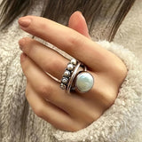 ANILLO CLÁSICO PERLA & PLATA MULTI-SORTIJAS
